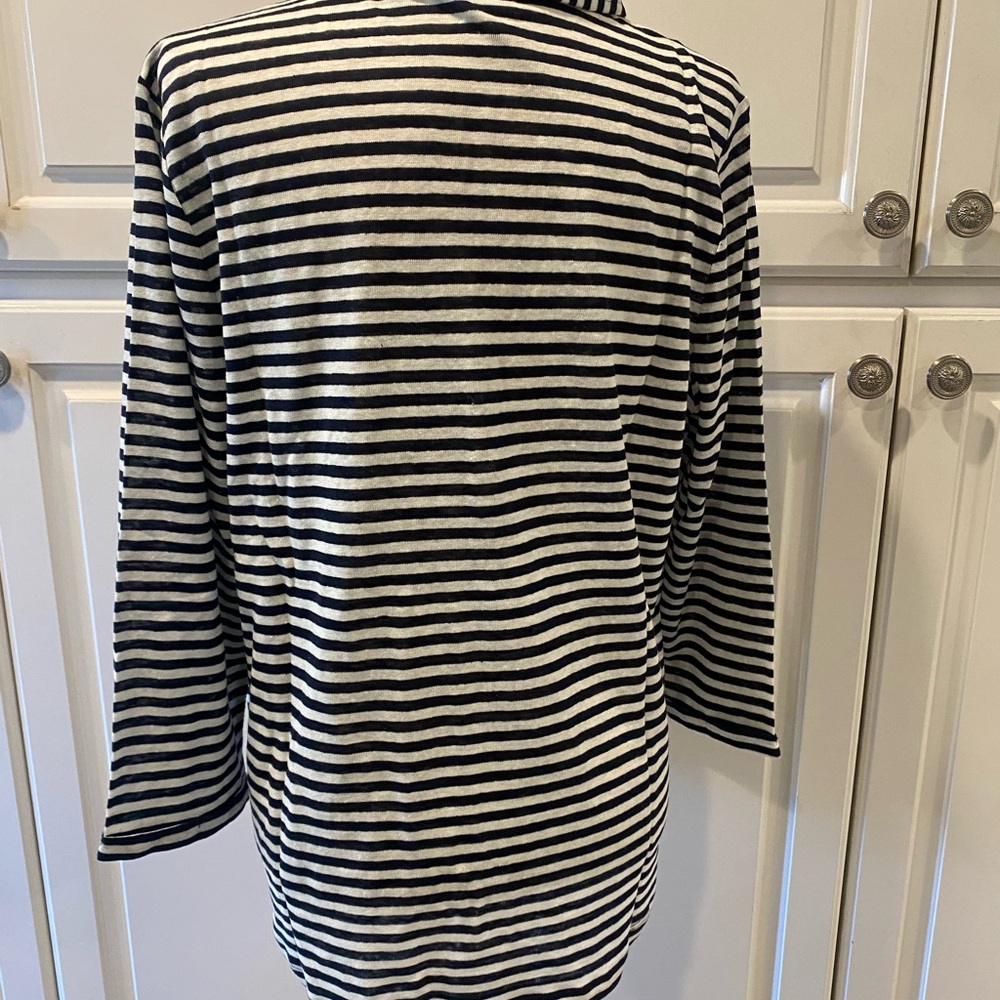 Chico’s Striped Navy Blue and White Utility tee, Knit - Picture 4 of 5